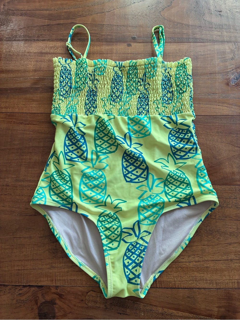 Tea Collection Smocked One-Piece Swimsuit Girls Pineapple Print Lime Green 16
